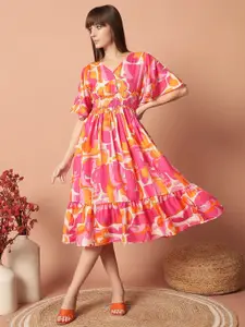 Raiyani Fashion Print Applique Crepe Fit & Flare Dress