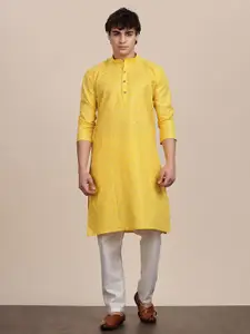 Anouk Woven Design Mandarin Collar Thread Work Straight Kurta
