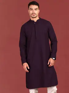 Anouk Geometric Embroidered Mandarin Collar Sequinned Cotton Straight Kurta