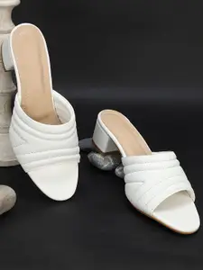 Commander Shoes Women Textured Open Back Block Heel Open Toe Sandals