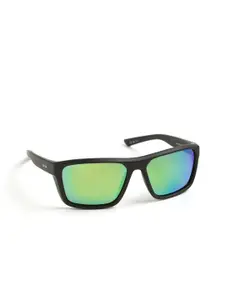 OPIUM Men Black Sports Polarised and UV Protected Lens Plastic Sunglasses