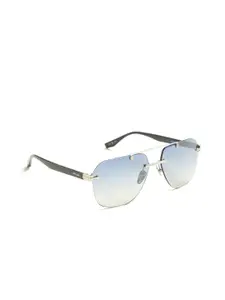 OPIUM Men Silver Navigator UV Protected Lens Metal Sunglasses