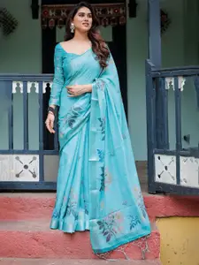 SGF11 Floral Printed Pure Linen  Saree