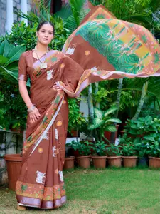 Anouk Kalamkari Printed Saree With Blouse Piece