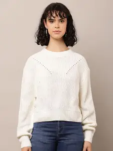NoBarr Women Cable Knit Self Design Pullover