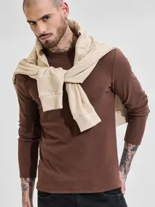 Snitch Men Brown Solid Sweaters