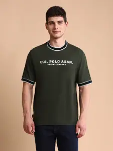 U.S. Polo Assn. Denim Co. Men Brand Logo Printed Pure Cotton Muscle Fit T-shirt