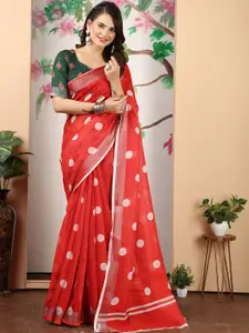 Anouk Polka Dots Printed Saree with Blouse Piece