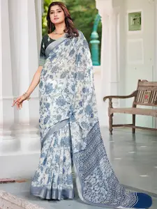 Anouk Floral Linen Blend Designer Saree