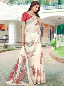 Anouk Floral Printed Zari Saree