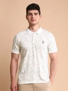 U.S. Polo Assn. Men Floral Printed Slim Fit Cotton Polo T-shirt