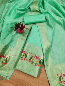 Panzora Ethnic Motifs Woven Design Zari Unstitched Dress Material