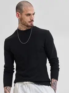 Snitch Men Black Pullover Sweaters
