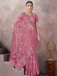 Anouk Floral Embroidered Net Saree