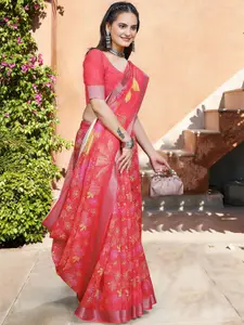 Anouk Floral Woven Design Embellished Kota Silk Saree