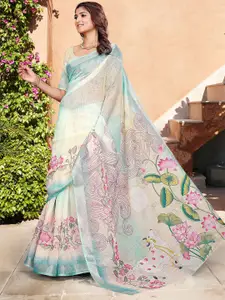 Anouk Woven Design Floral Printed Saree