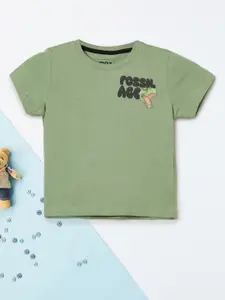 max Boys Typography Printed Round Neck Cotton T-shirt