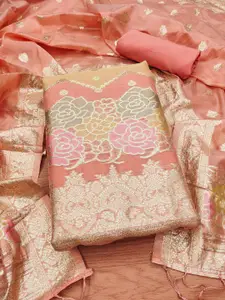 Panzora Chevron Woven Design Zari Unstitched Dress Material