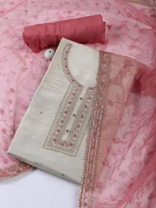 Meena Bazaar Floral Embroidered Unstitched Dress Material