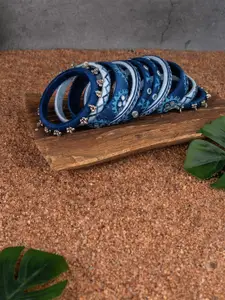 Taasha Craft Set Of 10 Thread Mirror Studded & Beaded Bangles