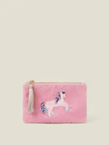Accessorize Girls Unicorn  Textured Embellished Zip Around Wallet