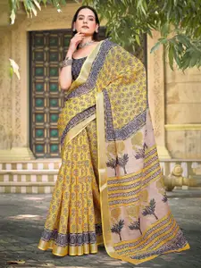 Anouk Floral Printed Zari Saree