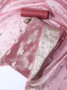 Meena Bazaar Floral Woven Design Zari Unstitched Dress Material