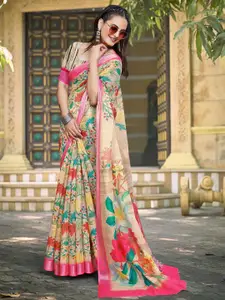 Anouk Floral Printed Zari Saree
