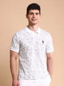 U.S. Polo Assn. Men Floral Printed Slim Fit Cotton Polo T-shirt