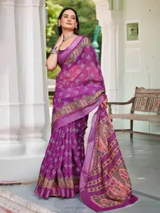 Anouk Ethnic Motifs Printed Zari Saree