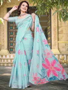 Anouk Zari Woven Design Floral Printed Saree