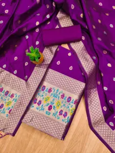 Panzora Ethnic Motifs Woven Design Zari Banarasi Silk Unstitched Dress Material