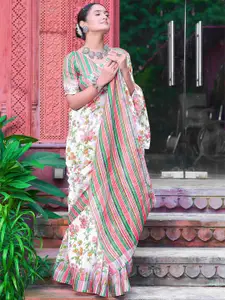 Anouk Floral Printed Saree With Blouse Piece