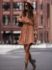 all about you Women Shirt Collar Shirt Dress