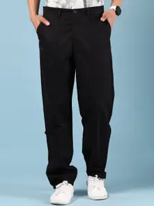 V-Mart Men Self Design Mid-Rise Regular Fit Twill Lycra Casual Regular Trousers