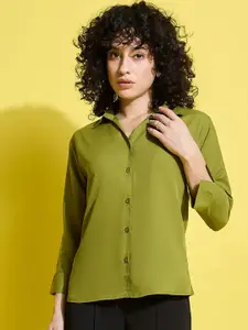 BUY NEW TREND Women Spread Collar Crepe Formal Shirt