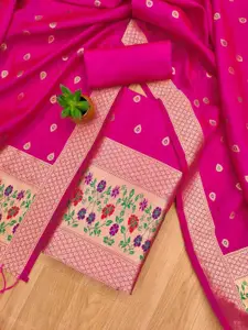 Panzora Ethnic Motifs Woven Design Zari Unstitched Dress Material