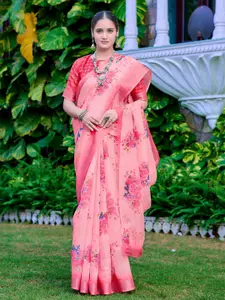 Anouk Floral Printed Saree With Blouse Piece