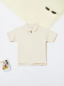 max Boys Self Design Polo Collar Cotton T-shirt