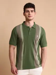 U.S. Polo Assn. Men Colourblocked Cotton Slim Fit Polo T-Shirt