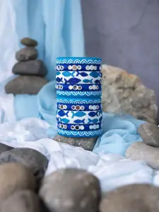 Taasha Craft Set Of 10 Thread & Mirror Bangles