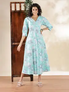 Anouk Floral Print Fit & Flare Maxi Dress