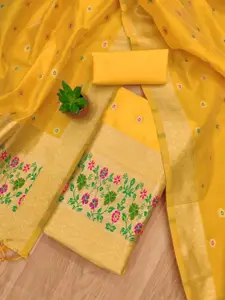 Panzora Ethnic Motifs Woven Design Zari Banarasi Silk Unstitched Dress Material