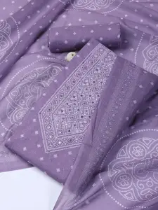 Meena Bazaar Floral Printed Mirror Work Unstitched Dress Material