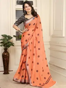 Anouk Polka Dots Printed Saree with Blouse Piece