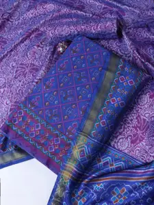 Meena Bazaar Floral Printed Art Silk Unstitched Dress Material