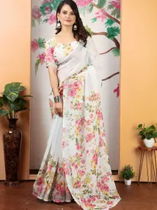 Anouk Women Floral Printed Linen Blend Saree
