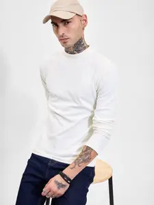 Snitch Men White Solid Sweaters