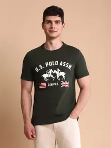 U.S. Polo Assn. Denim Co. Men Brand Printed Pure Cotton Muscle Fit T-Shirt