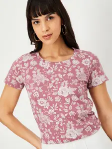 max Women Floral Printed Round Neck Cotton T-shirt